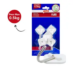 FIXSER - Gancho Adhesivo Perm Pequeño Rombo Pta Metal 5Und