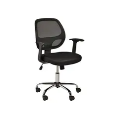 JUST HOME COLLECTION - Silla de Escritorio Ejecutiva Giratoria Negra Respaldo Malla Azul