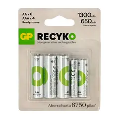 GP - Pila Recargable Recyco 6Aa 1300 + 4Aaa 650
