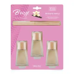 BRIZZE - Ambientador Varitas Vainilla 60ml x 3 Unidades