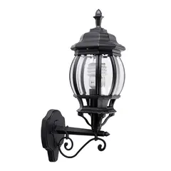 JUST HOME COLLECTION - Farol Pared Globo 1 Luz E27 Negro Aluminio