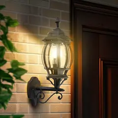 JUST HOME COLLECTION - Farol Pared Globo 1 Luz E27 Negro Aluminio