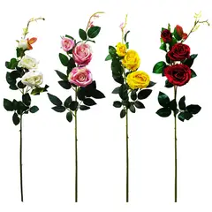 DISTRI ABC - Flor Artificial Rosa Vara Rosa X3