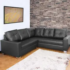 JUST HOME COLLECTION - Sofá Esquinero Atlas Ecocuero Negro