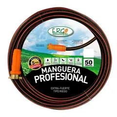 ERGO - Manguera Bicolor Naranja / Negro 50 Metros Con Acoples Y Protectores En Los Extremos