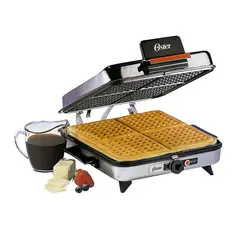 OSTER - Plancha Sandwichera 3 en 1 Placas Reversibles con Recubrimiento Antiadherente Color Plateado