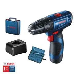 BOSCH - Kit Taladro Percutor 3/8 Pulgadas 12v I-L + 24 Accesorios