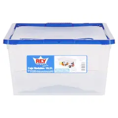 REY - Caja Organizadora Modubox 34,9x27x42,2 cm 30 Litros Transparente