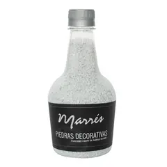 MARRES - Botella Con Piedra Decorativa 400 Ml Blanca