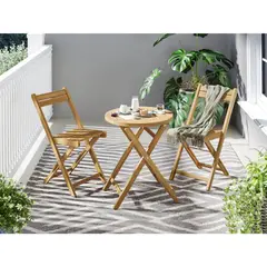 JUST HOME COLLECTION - Juego de Balcón / Bistro / Patio Exterior 3 Piezas Madera Acacia Catania Natural