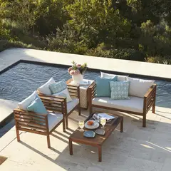 undefined - Juego de Terraza Sala Exterior Madera Acacia 4 Piezas Saint Pete