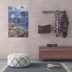 CORONA - Mural Cerámico Decorativo Para Baño Aguamarina 30x60 Centímetros 3 Piezas Multicolor