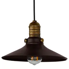 ILUMECO - Lampara Colgante Ferro 1 Luz Rosca E27 60w Café Rosty