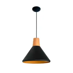 ILUMECO - Lampara Colgante Isis 1 Luz Rosca E27 60w Madera Negra