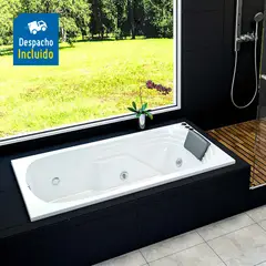 FIRPLAK - Hidromasaje Calima 152X80 Cm Con Cascada Pequeña Y Mantenedor De Temperatura- Blanco