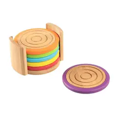 JUST HOME COLLECTION - Set X 6 Porta Vasos En Bamboo Borde Silicona