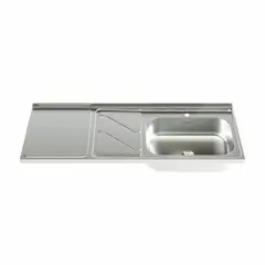 SOCODA - Mesón Fluens Liso 120x52 cm con Poceta Derecha Monocontrol Acero Inoxidable