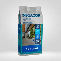 CORONA - Pegante Cerámico Pegacor  Interior/ Exterior Gris 25 kg Bajo En Polvo