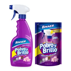 BINNER - Polvo Brillo 500 ml + Repuesto 300 ml Flor De Primavera
