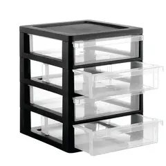 VANYPLAS - Cajonero De Mesa 4 Cajones Negro 23x21.2x18.2 cm