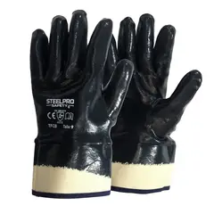 STEELPRO - Paquete Por 6 Pares Guante Nitrilsafe Liso Puño Seguridad T8