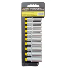 UYUSTOOLS - Copas Estriadas Set X 10 Largo Cuadrante 3/8 Pulgadas 8-17 mm