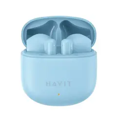 HAVIT - Audífonos Airpods Azul Tw976 Bluetooth Tipo C 300mAh Estuche 5 Horas