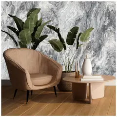 MATTEO - Papel Colgadura Marmol Gris Brillante 53 cm x 10 m