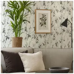 MATTEO - Papel Colgadura Ramas Marfil Negro 53 cm x 10 m
