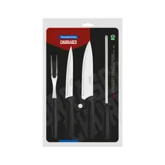 TRAMONTINA - Set Para Asado 4 Piezas 2 Cuchillos+Trinche+Afilador Plenus