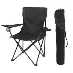 52 BITS - Silla Plegable De Camping Con Soporte De Brazos Y Estuche Negro