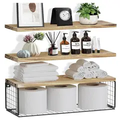 52 BITS - Set X3 Repisas Flotantes Madera Claro