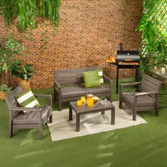 RIMAX - Juego de Terraza Exterior Polipropileno 4 Piezas Baru Mocca