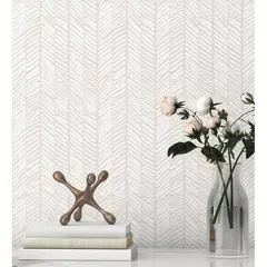 undefined - Papel Tapiz A Rayas Autoadhesivo MILEPER Blanco Y Beige Moderno