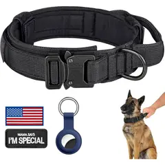 undefined - Collar Táctico Ajustable para Perro con Asa y AirTag