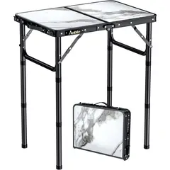 ANBTE - Mesa de Camping Plegable de Aluminio Ajustable 60cm Lightweight Portable