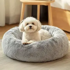 undefined - Cama Antiestrés Para Mascotas Jollyvogue Donut Fluffy Color Gris