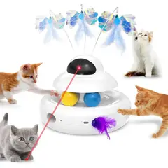 undefined - Juguete Automático 4 en 1 para Gato con Mariposa Giratoria y Plumas Interactivas