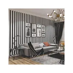 undefined - Papel Tapiz Autoadhesivo Blanco Y Negro Qianglive A Rayas Moderno