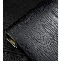 undefined - Papel Tapiz de Madera Autoadhesivo Negro 30x200 cm