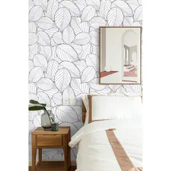 undefined - Papel Tapiz Autoadhesivo Moderno Hojas Grises 45x200 cm