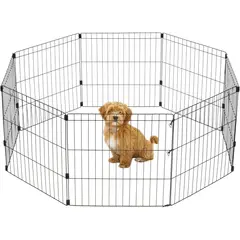 IRIS - Corral Metálico para Perros Plegable y Seguro para Interior y Exterior