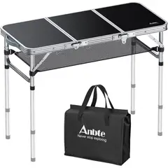 ANBTE - Mesa de Camping Plegable Ajustable en Aluminio 3 pies Ligera y Resistente
