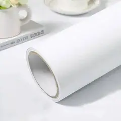 undefined - Papel Tapiz Blanco Autoadhesivo 60 cm x 600 cm Textura Lisa Removible