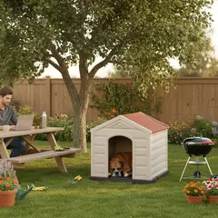 RIMAX - Casa para Perros Plástica 92x90x89 Cm Grande Terracota V