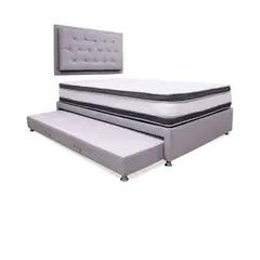 MUEBLES REM - Combo Cama Tarima Nido + Colchón Blaser Doble Pillow 120 Semidoble + Espaldar