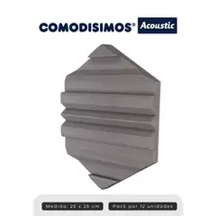COMODISIMOS - Paneles Acústicos Autoadhesivos Hexágonos Troquelados Con Angulo 25x21x5 Por 12 Unidades 0.49m2