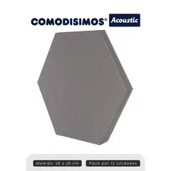 COMODISIMOS - Paneles Acústicos Autoadhesivos Hexágonos Lisos Con Ángulo 25x21x5 Por 12 Unidades 0.49m2
