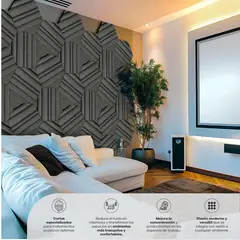 COMODISIMOS - Paneles Acústicos Autoadhesivos Hexágonos Troquelados Con Angulo 30x26x5 Por 12 Unidades 1.95m2