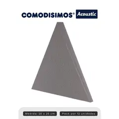 COMODISIMOS - Paneles Acústicos Autoadhesivos Triángulos Lisos Con Angulo 25x21x5 Por 12 Unidades 0.32m2
